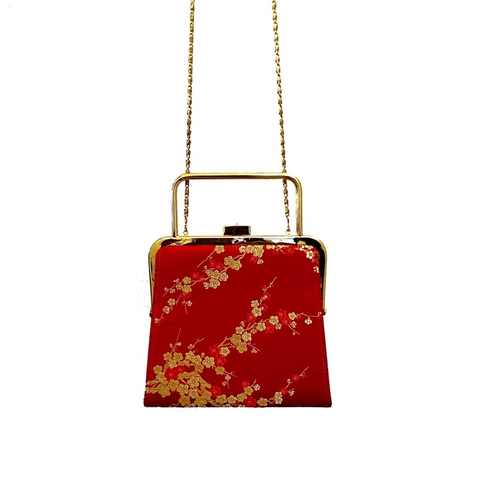 Red Floral Print Crossbody Bag